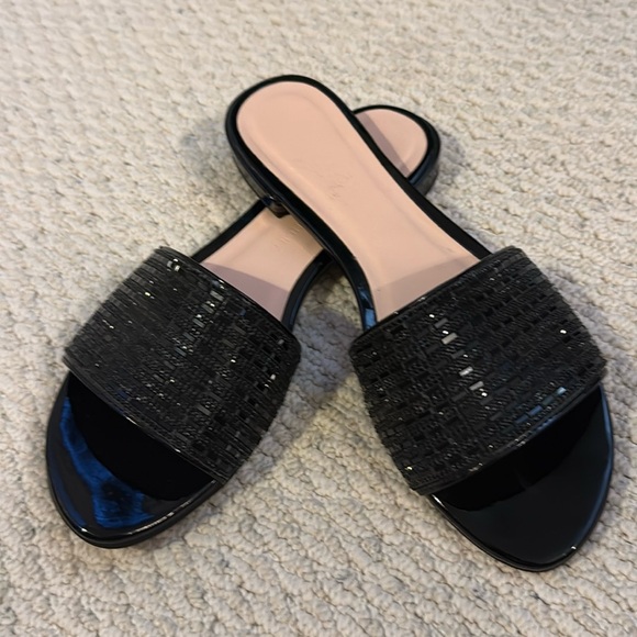 CL by Chinese Laundry Black Patent & Black Crystal Embellished Sandals - Picture 1 of 11